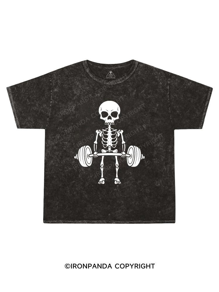 Deadlift Skeleton Kids Washed T-Shirt