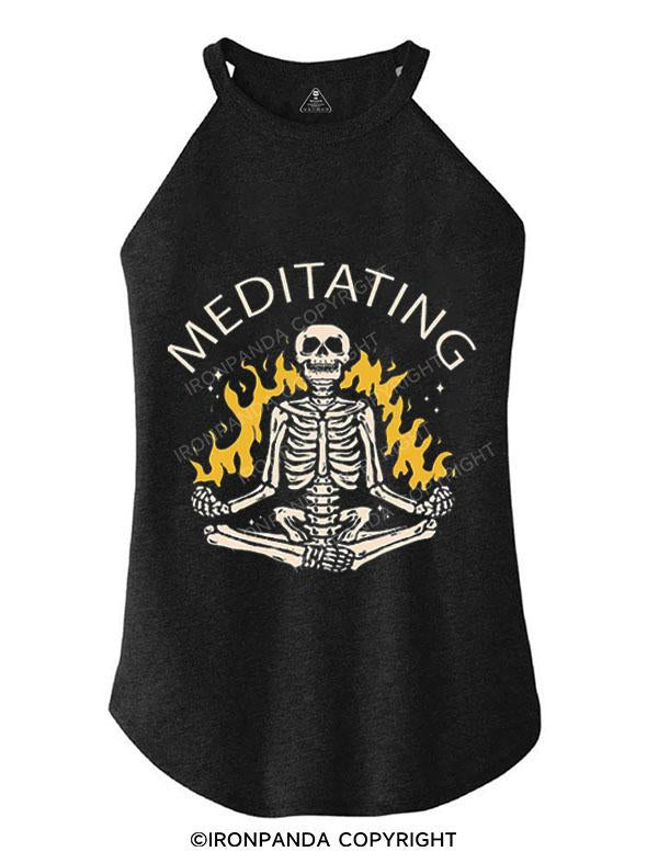 MEDITATING SKELETON TRI ROCKER COTTON TANK