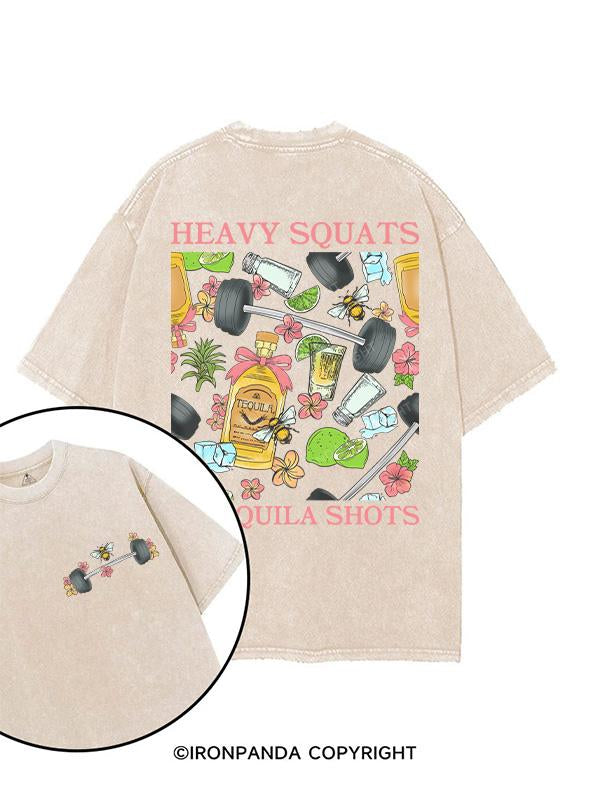 HEAVY SQUATS & TEQUILA SHOTS printed Gym Shirt