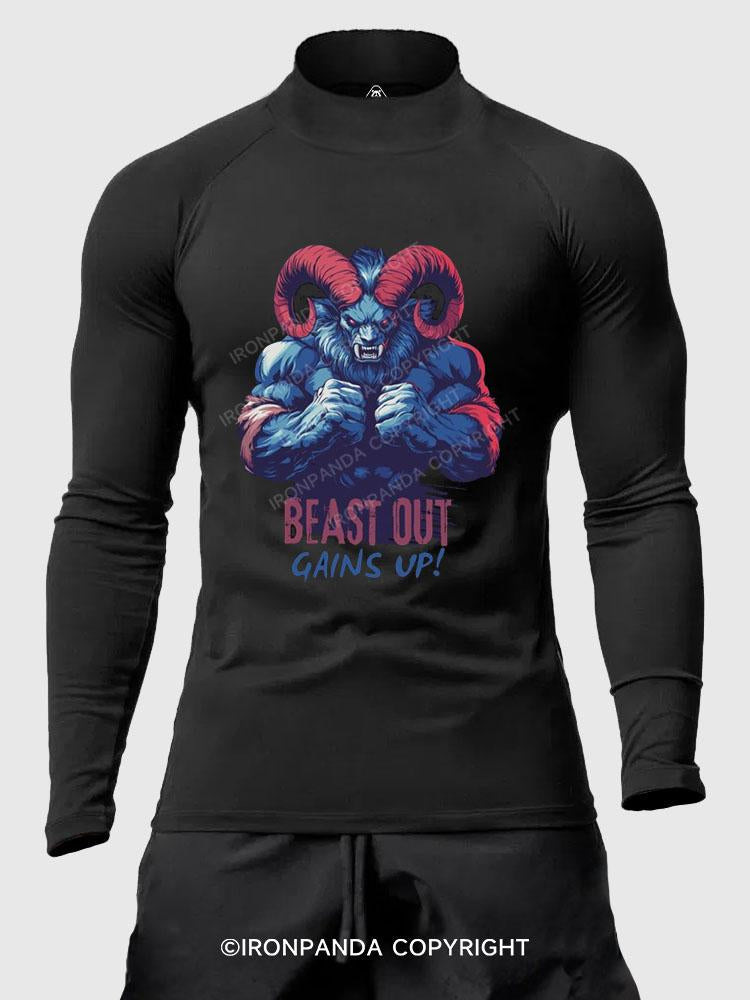 Beast Out Gains Up Men's Fitted Mock