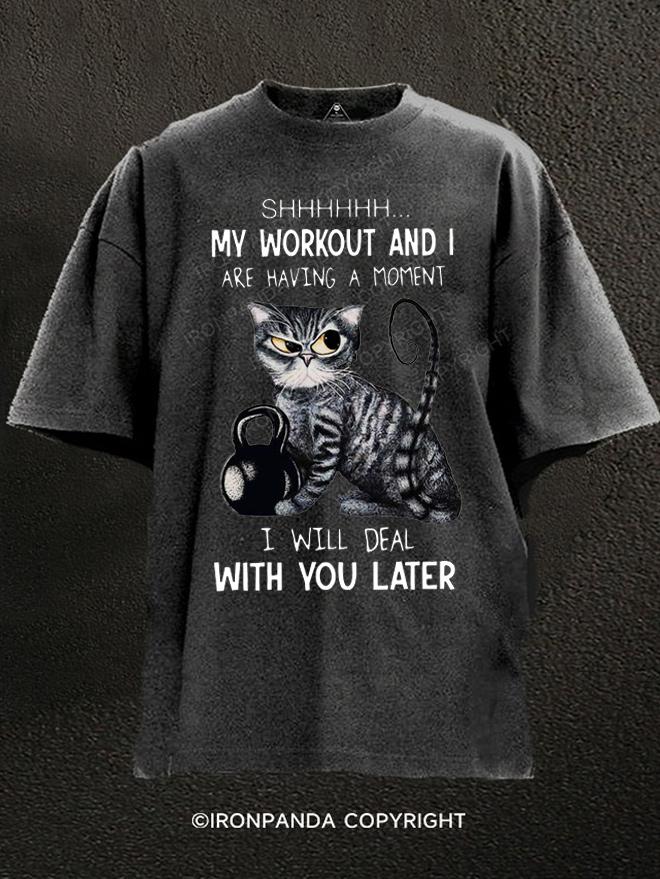 CAT SHHH MY WORKOUT Washed Gym Shirt