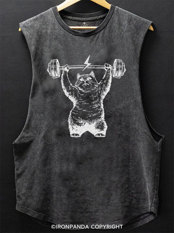 cat weightlifting SCOOP BOTTOM COTTON TANK