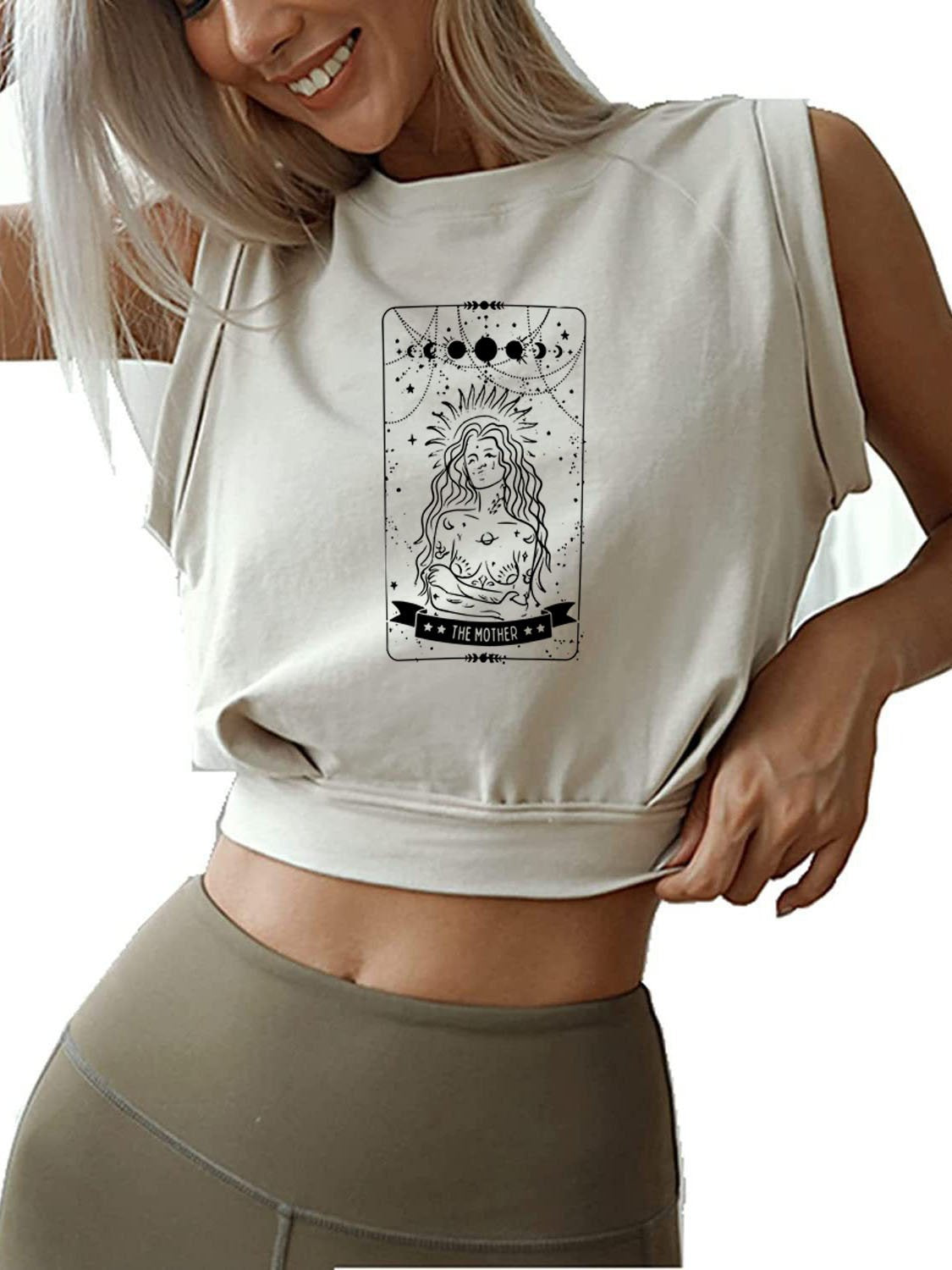 THE MOTHER TAROT CARD SLEEVELESS CROP TOPS