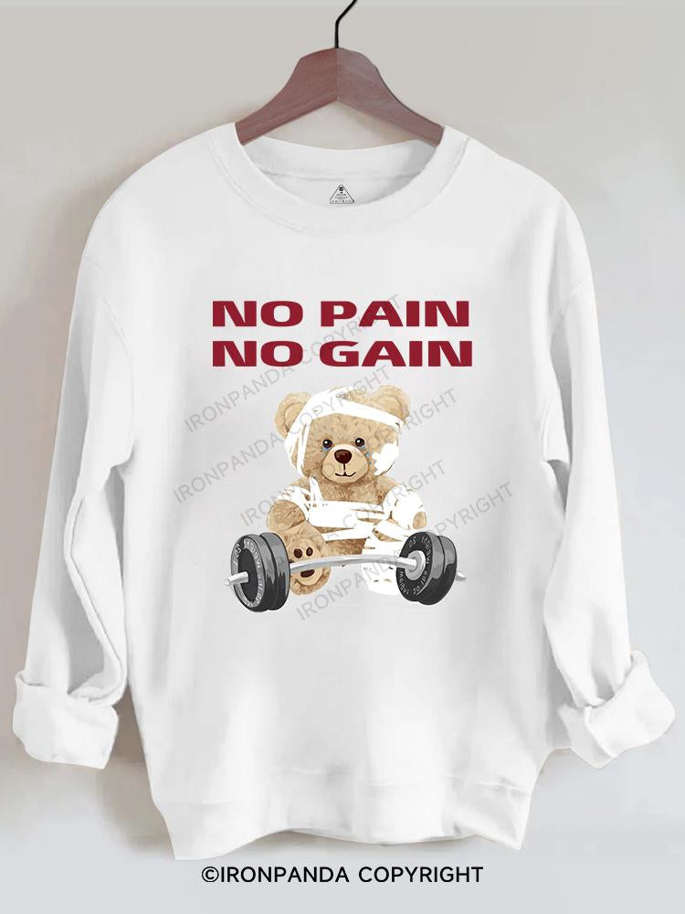 bear NO PAIN NO GAIN Gym Sweatshirt