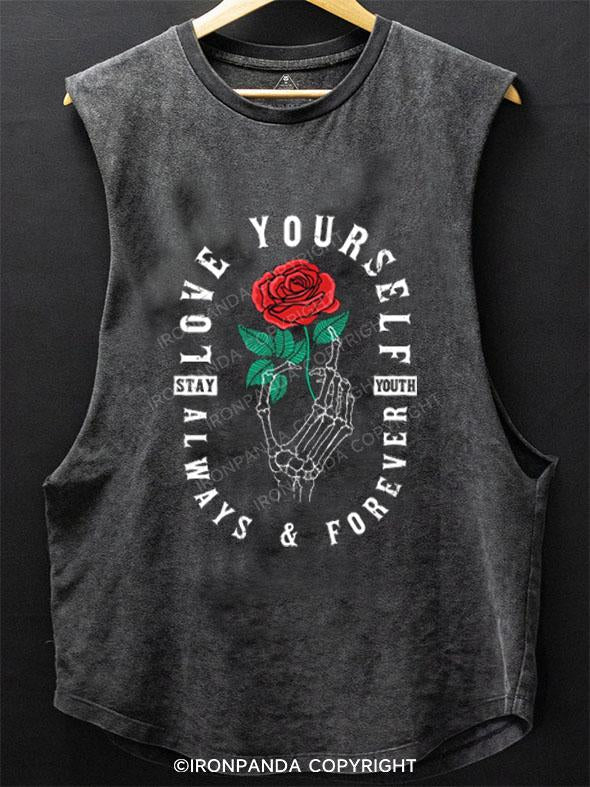 LOVE YOURSELF ALWAYS & FOREVER SCOOP BOTTOM COTTON TANK