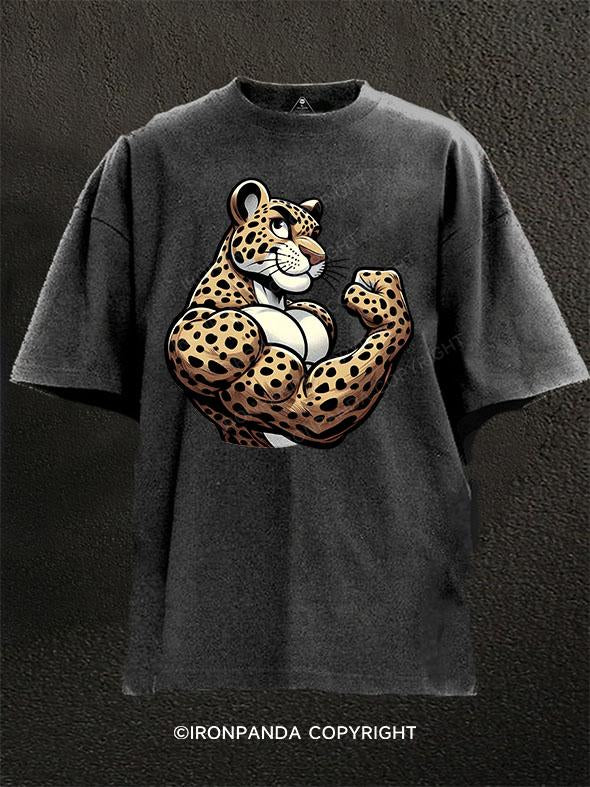 fierce Muscle leopard Washed Gym Shirt