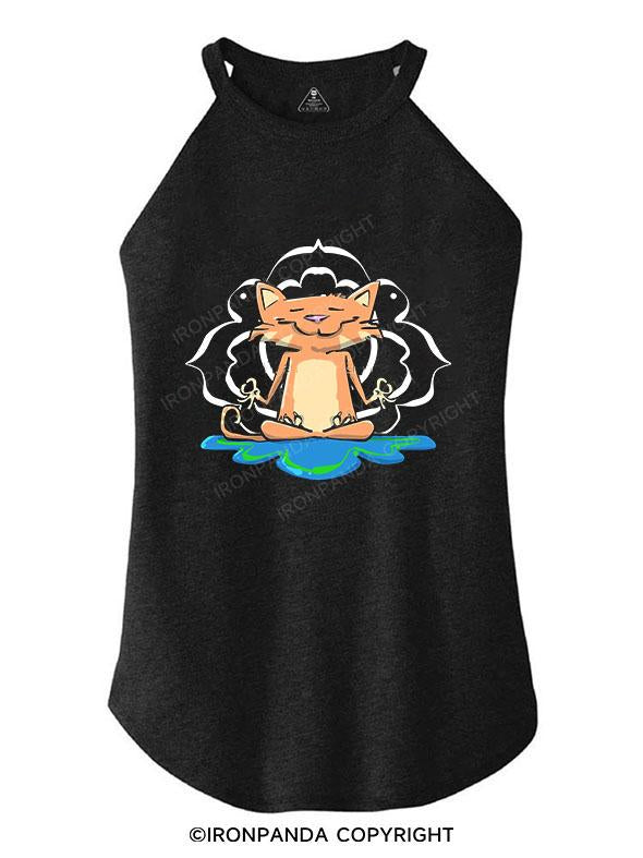 Yoga Spiritual Cat TRI ROCKER COTTON TANK