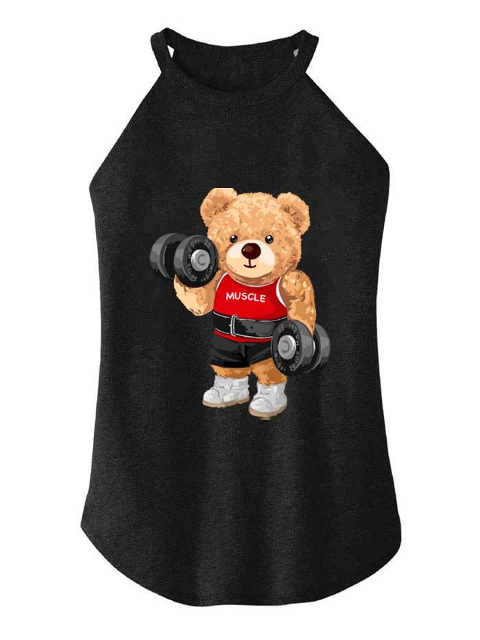 THE DUMBBEL BEAR TRI ROCKER COTTON TANK