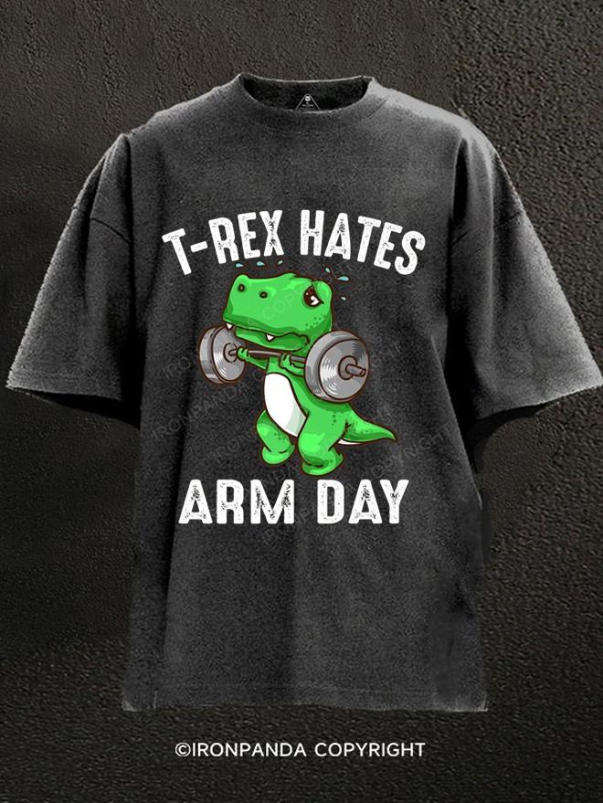 T-REX HATES ARM DAY Washed Gym Shirt