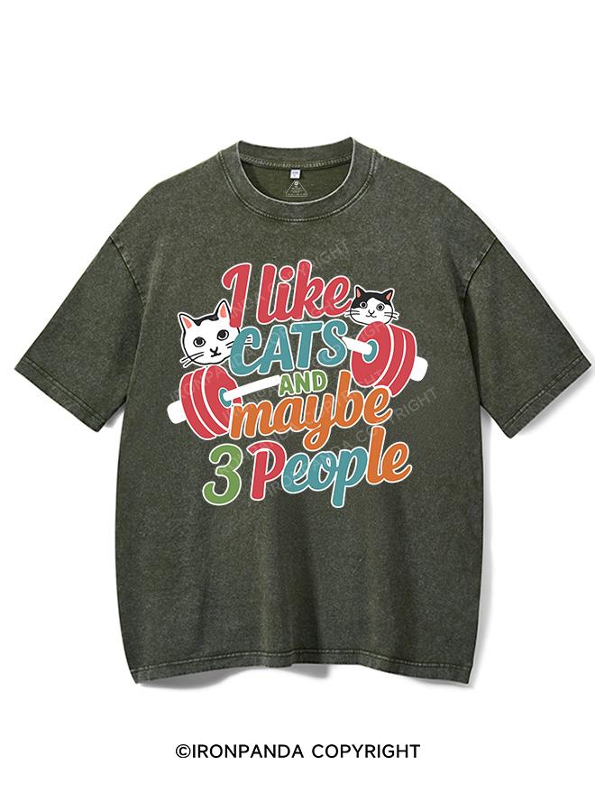 I LIKE CATS AND MAYBE 3 PEOPLE VINTAGE GYM SHIRT