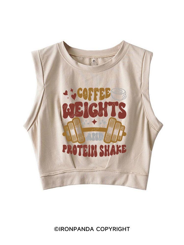 Coffee Weight and Protein Shake SLEEVELESS CROP TOPS