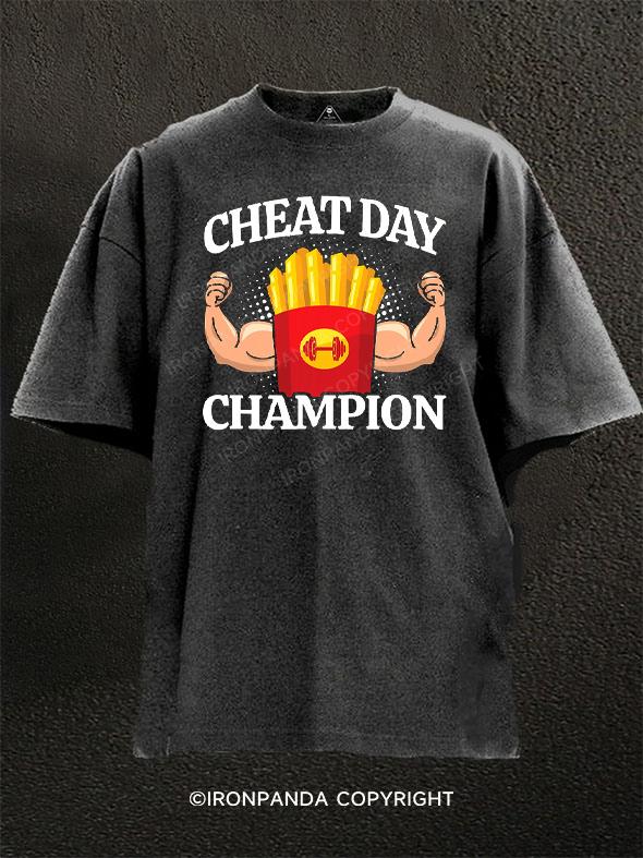 Cheat Day french fries Washed Gym Shirt