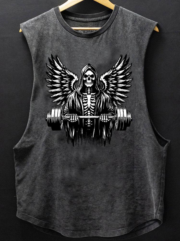 skeleton angel lift heavy SCOOP BOTTOM COTTON TANK