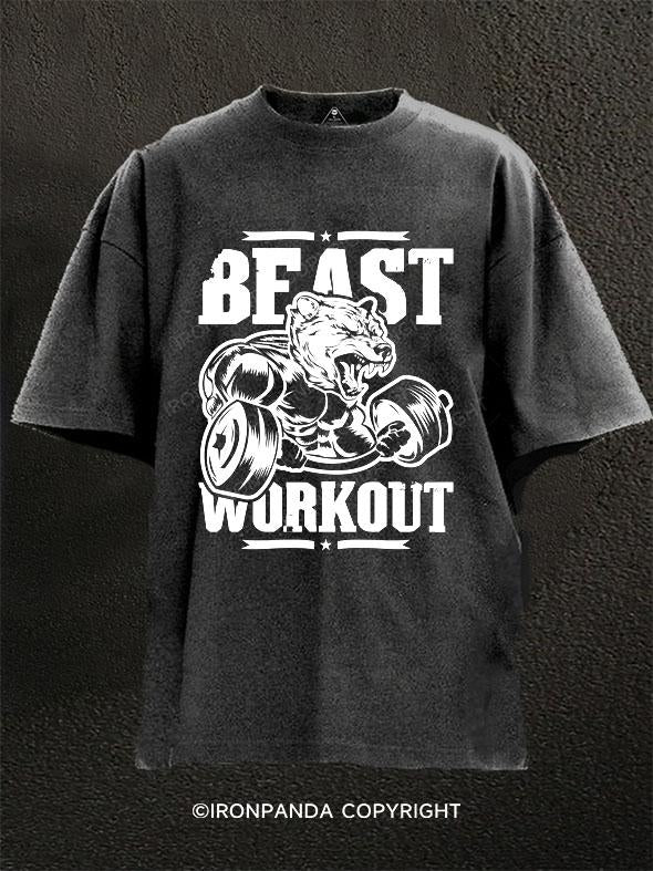 beast workou Washed Gym Shirt