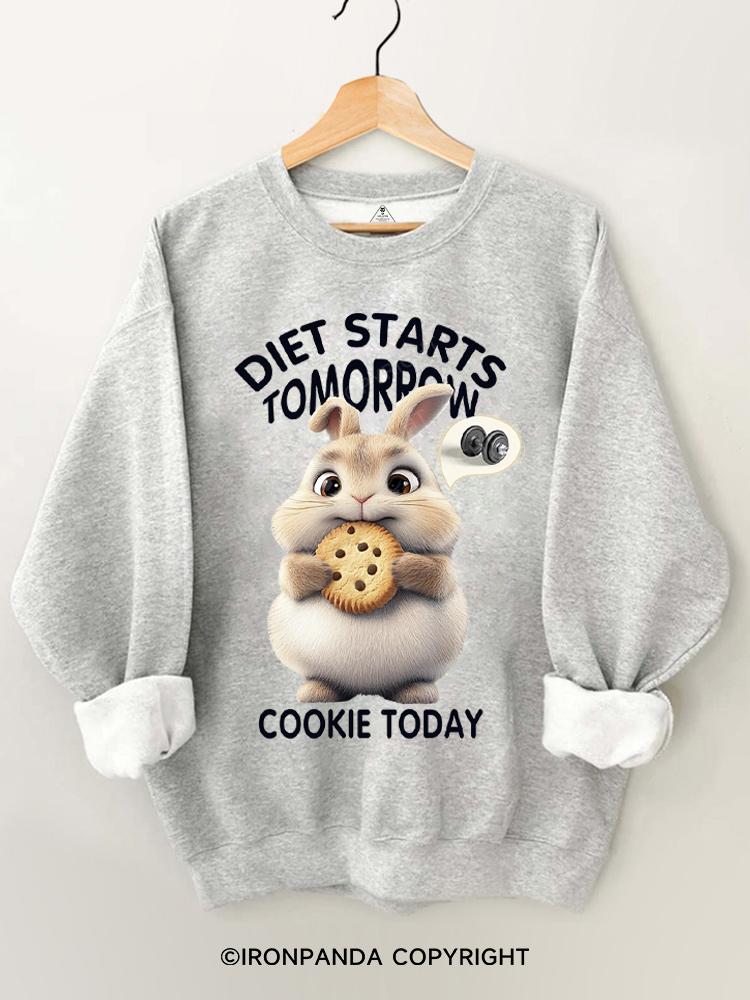 diet starts tomorrow cookie today rabbit Gym Sweatshirt