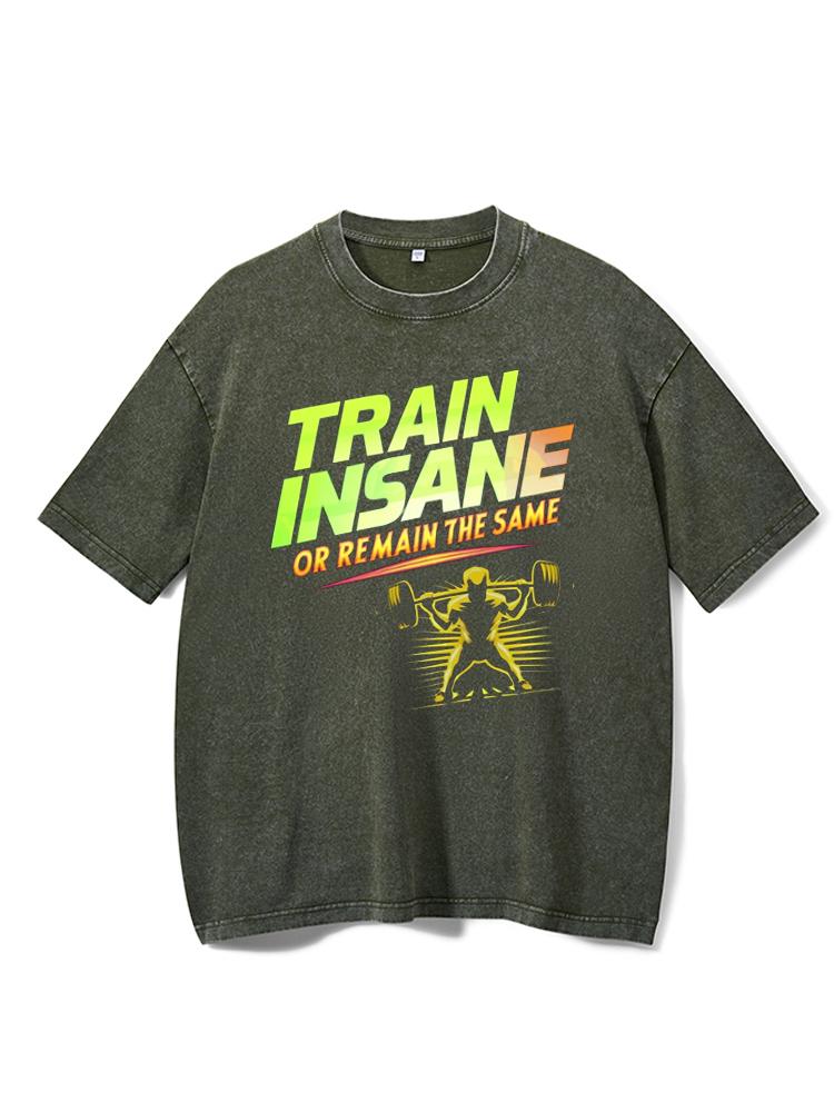 Train insane or remain the same Washed Gym Shirt