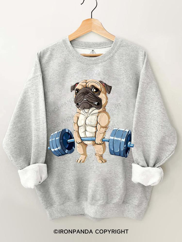 Pug Weightlifting Gym Sweatshirt