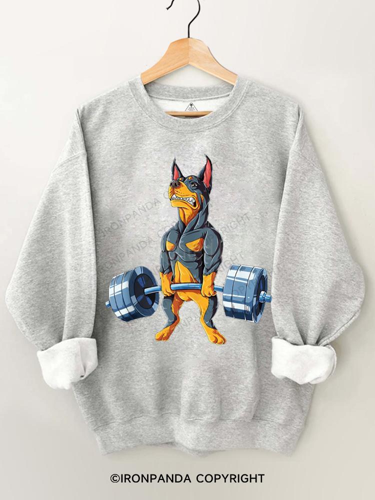 Doberman Weightlifting Gym Sweatshirt