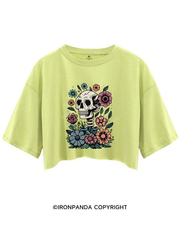 SKELETON WITH FLOWER CROP TOPS