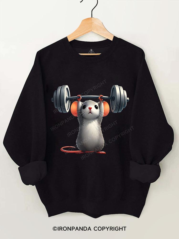 Strong Mouse Lifting Weights Gym Sweatshirt