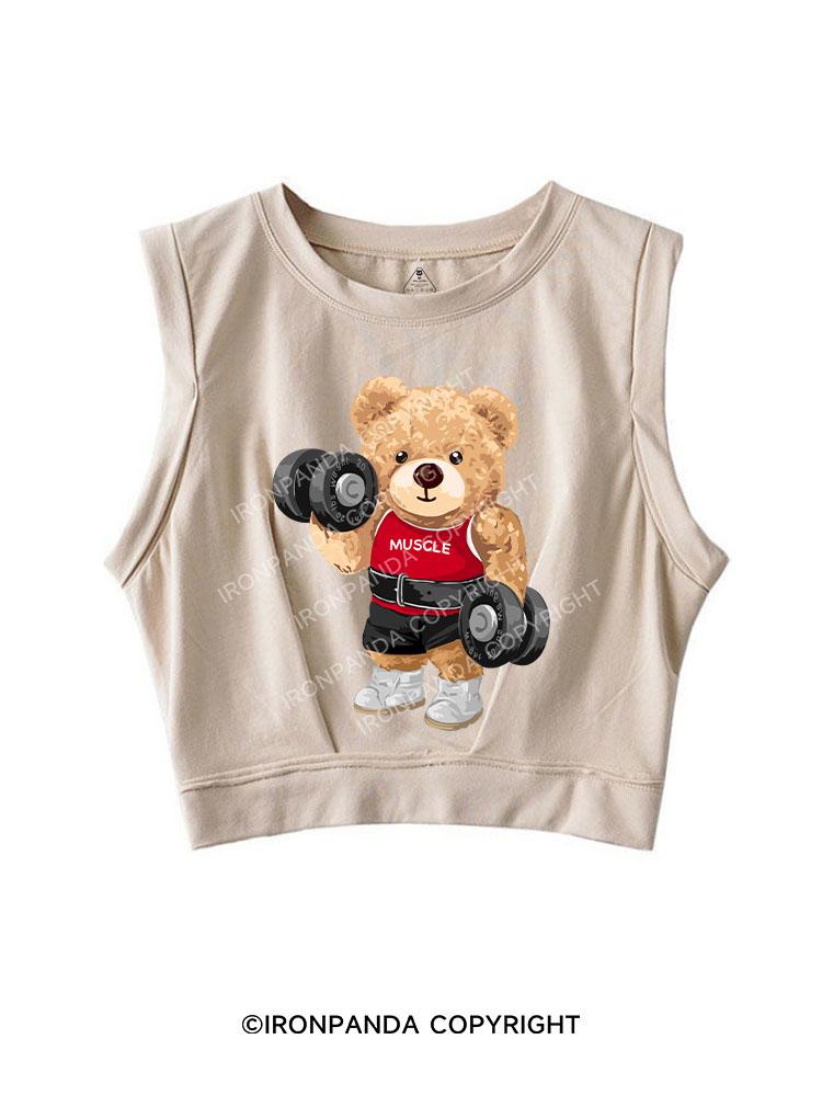 THE DUMBBEL BEAR SLEEVELESS CROP TOPS