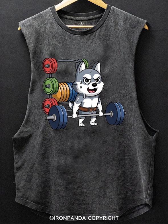 Husky busy doing deadlift SCOOP BOTTOM COTTON TANK