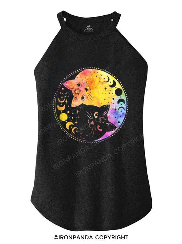 Cat Yin and Yang TRI ROCKER COTTON TANK