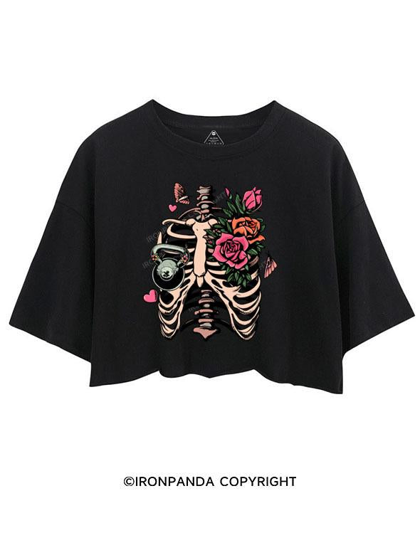 SKELETON AND KETTLEBELL CROP TOPS