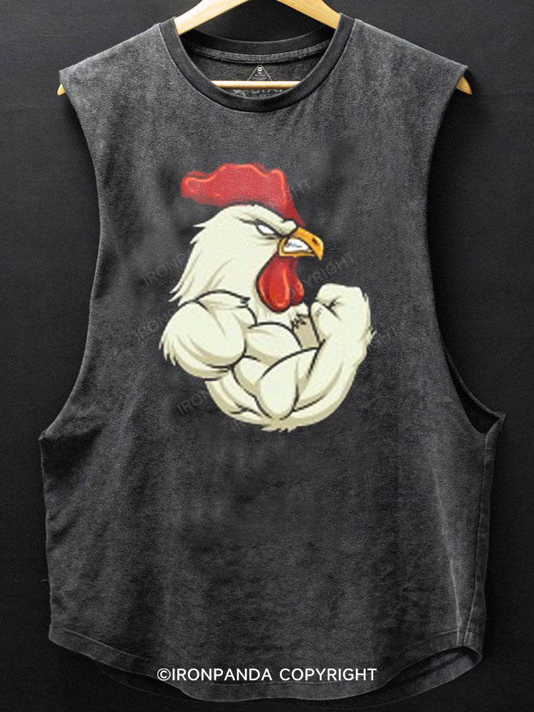 Rooster At The Gym Scoop Bottom Cotton Tank