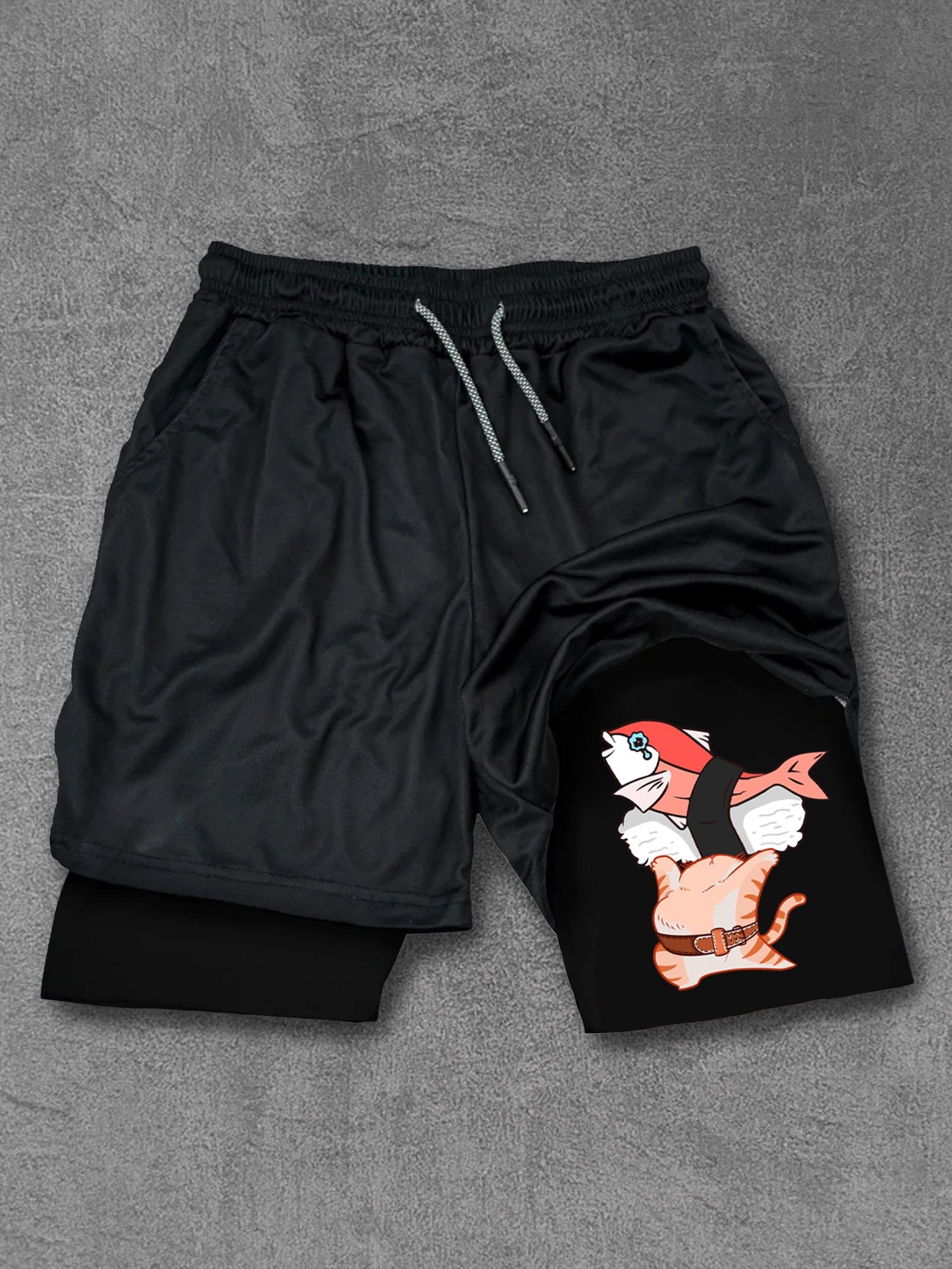 Cat Lifting Sushi Performance Training Shorts