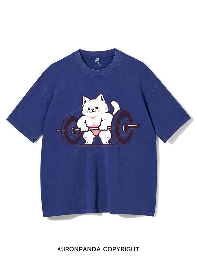 STRONG MUSCLE LIFTING CAT VINTAGE GYM SHIRT