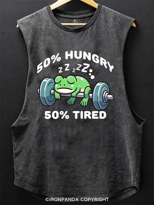 frog 50% hungry 50% tired SCOOP BOTTOM COTTON TANK