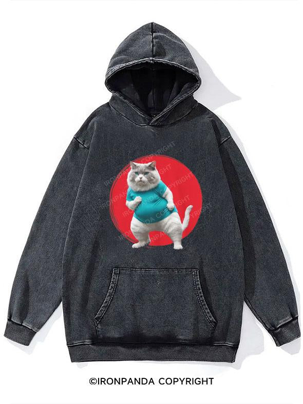 Fat Karate Cat Washed Gym Hoodie