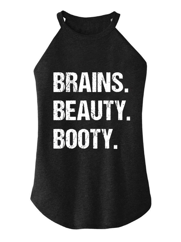 Brains Beauty Booty TRI ROCKER COTTON TANK