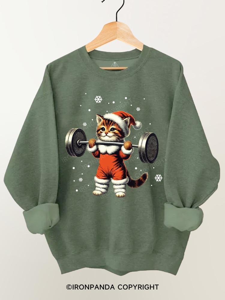 CHRISTMAS DEADLIFT cat Gym Sweatshirt