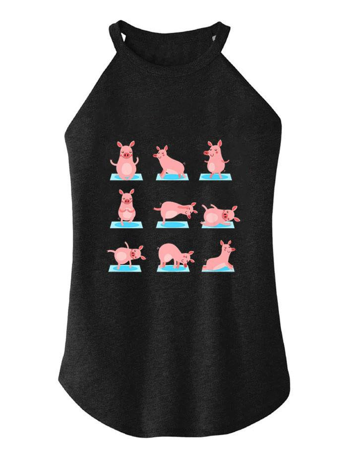 FUNNY PIG YOGA ROCKER COTTON TANK