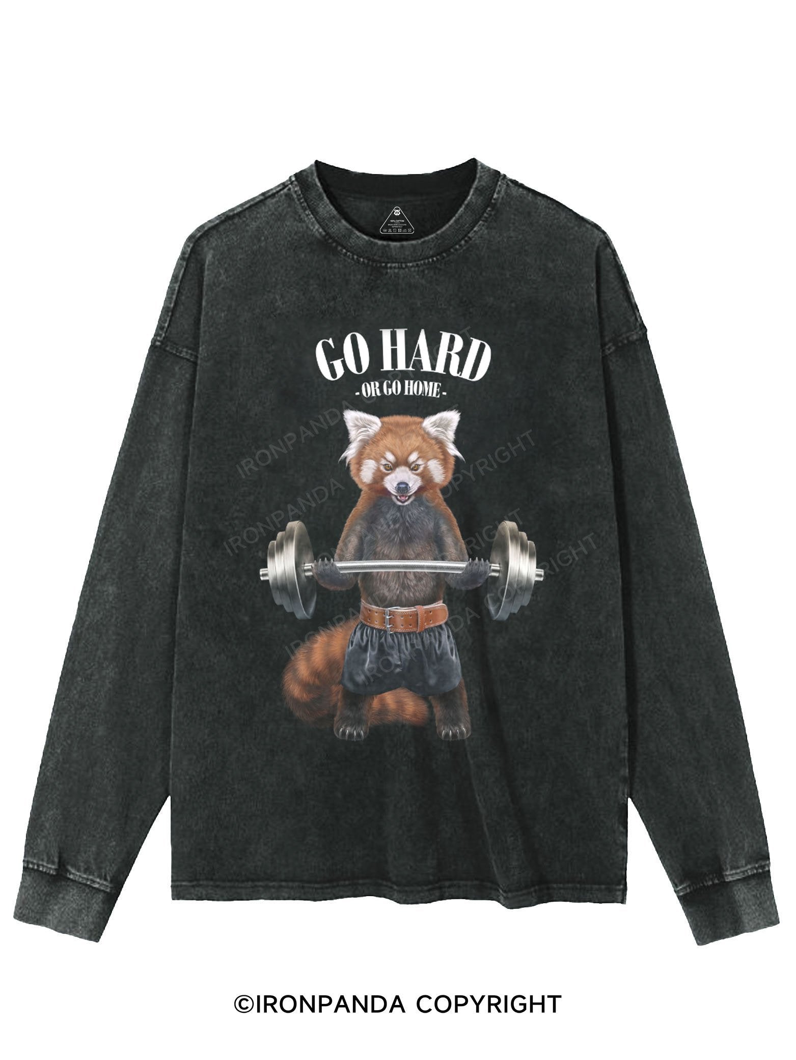 Red Panda Weightlifting WASHED LONG SLEEVE SHIRT