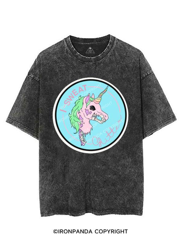 I SWEAT GLITTER UNICORN SKELETON VINTAGE GYM SHIRT