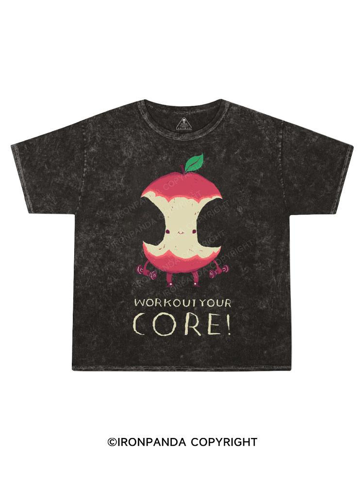 work out your core! Kids Washed T-Shirt