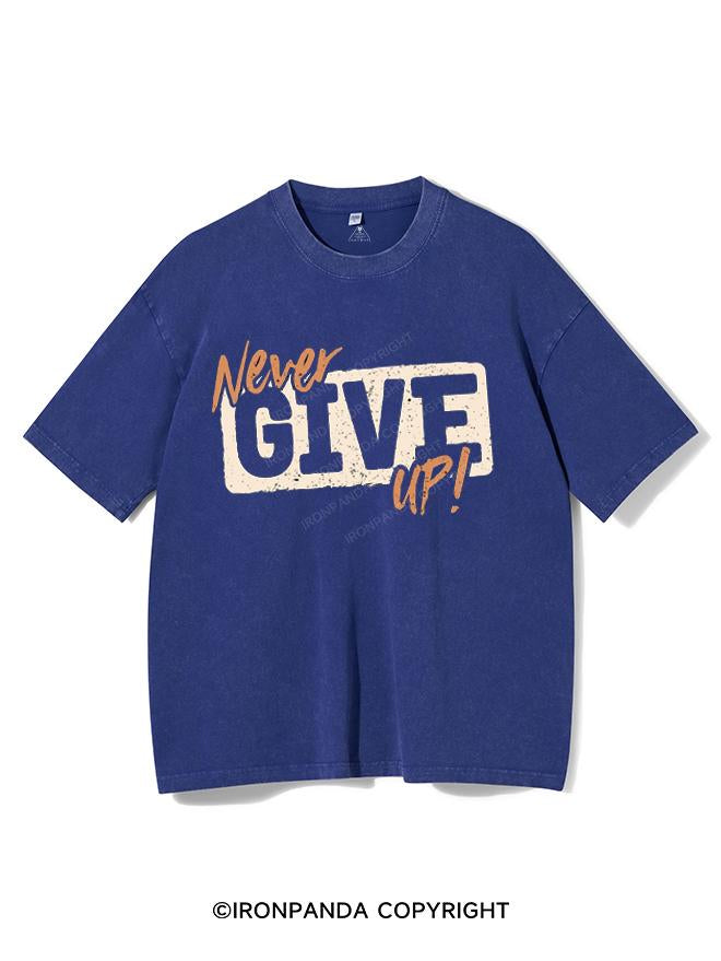 NEVER GIVE UP VINTAGE GYM SHIRT