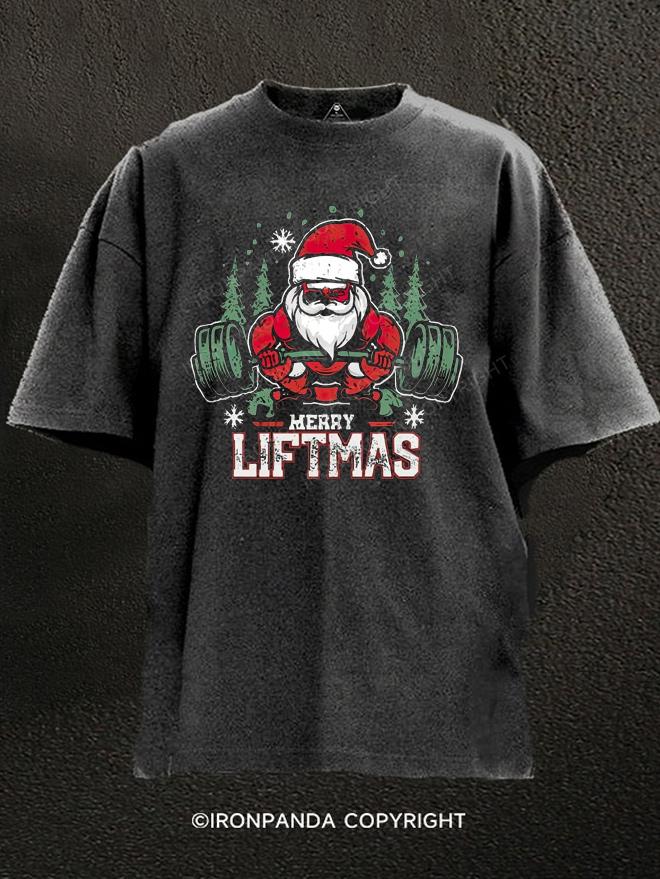 merry liftmas ugly christmas Washed Gym Shirt