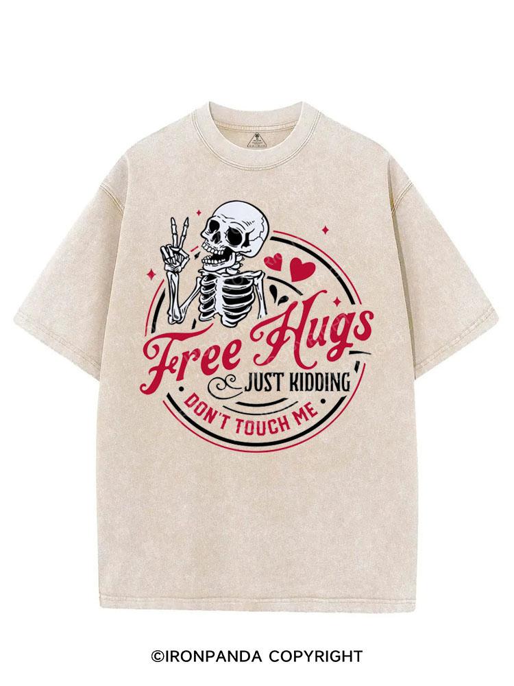 FREE HUGS JUST KIDDING DON'T TOUCH ME VINTAGE GYM SHIRT