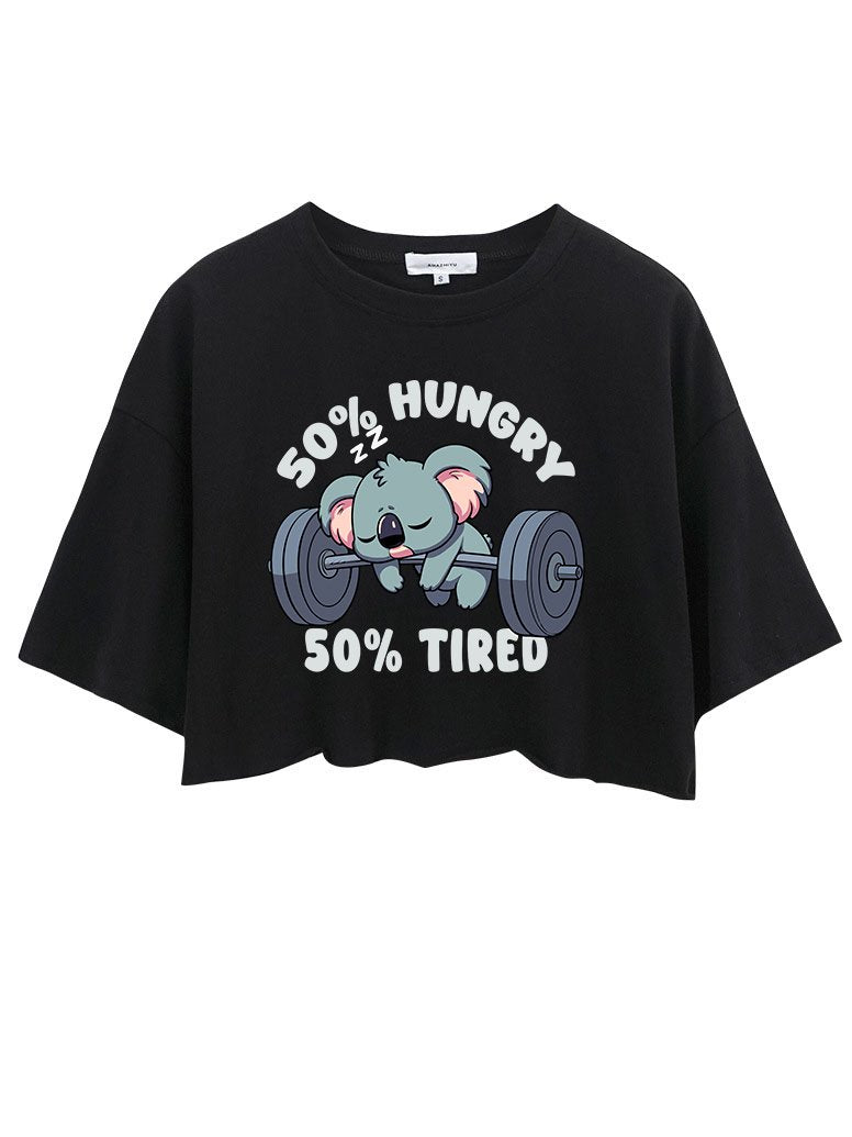 KOALA 50% HUNGRY 50% TIRED  CROP TOPS