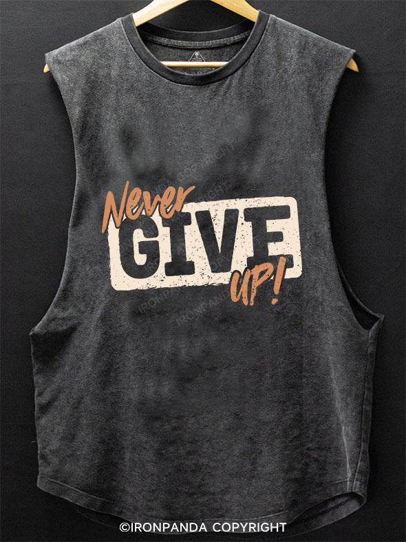 NEVER GIVE UP SCOOP BOTTOM COTTON TANK