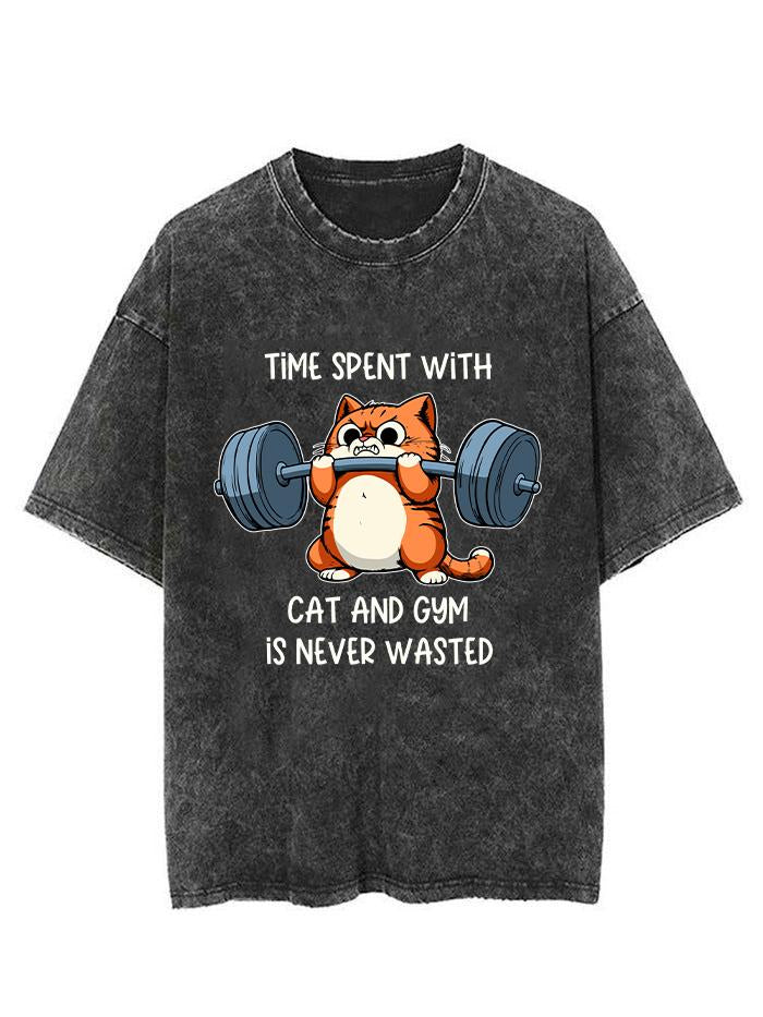 time spent with cat and gym is never Vintage Gym Shirt