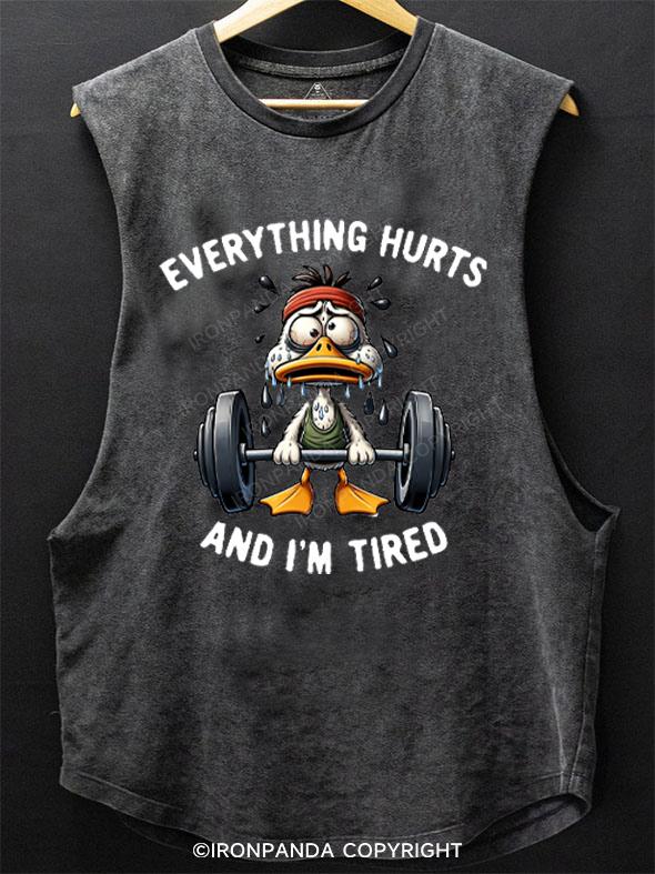 Duck Lifting Weights Everything Hurts And I'm Tired SCOOP BOTTOM COTTON TANK