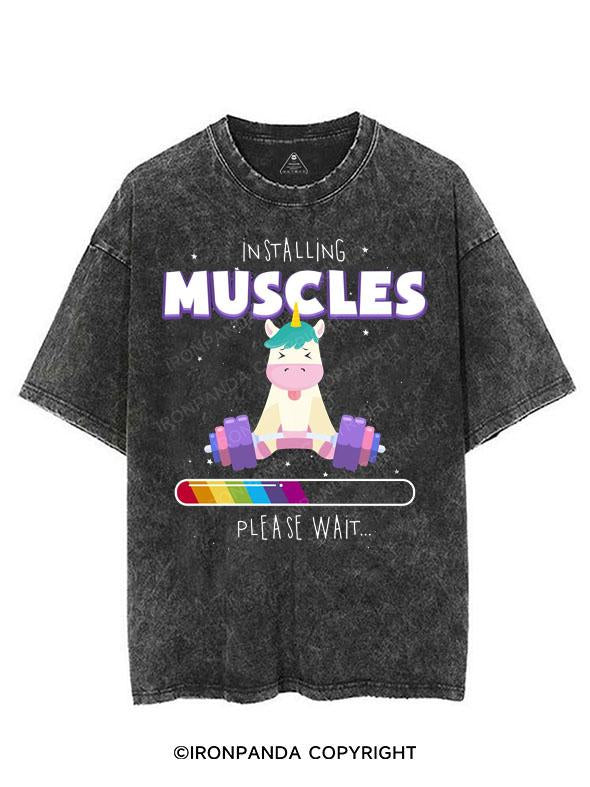 INSTALLING MUSCLES PLEASE WAIT VINTAGE GYM SHIRT