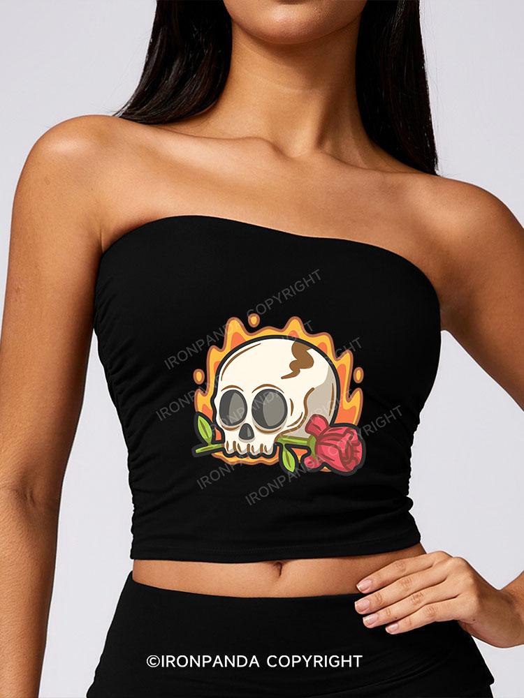 SKELETON FLOWER FIRE SPORT BOOB TUBE TOP