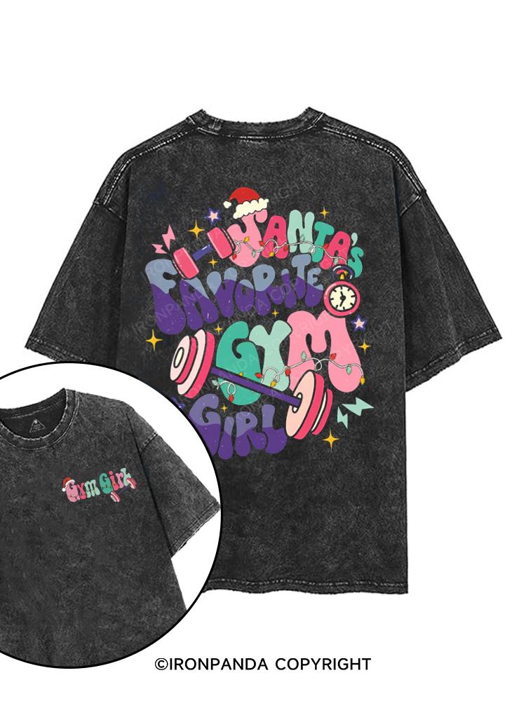 Santa Favorite Gym Girl printed Gym Shirt