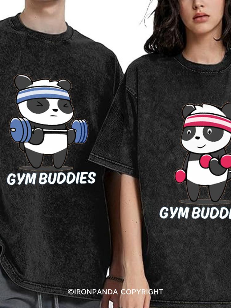 Gym Buddies Washed Matching Couple Gym Shirt